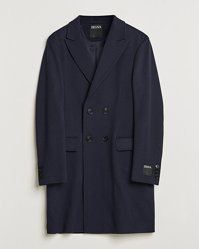 Men |  | Zegna | Double Breasted Cashmere Coat Navy