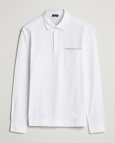 Men | Zegna | Zegna | Long Sleeve Cotton Piquet Polo White