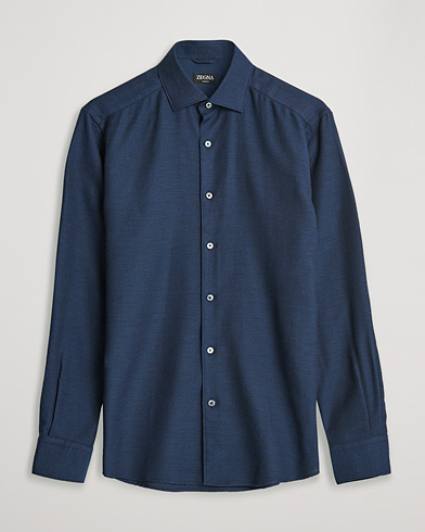 Men | Shirts | Zegna | Cotton/Cashmere Casual Shirt Dark Blue