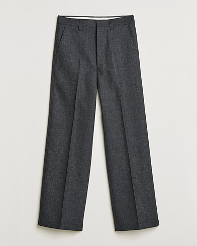 Men | Trousers | AMI | Large Fit Wool Trousers Dark Grey