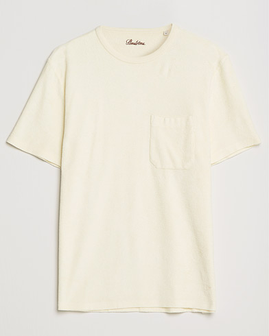 Men | T-Shirts | Stenströms | Towelling Cotton T-Shirt Cream