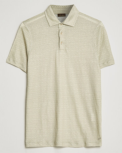 Men |  | Stenströms | Printed Linen Poloshirt Olive