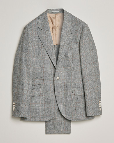Men | Suits | Brunello Cucinelli | Prince Of Wales Flannel Suit Grey Melange