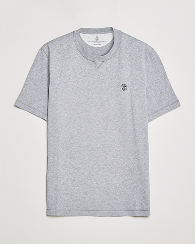 Men | T-Shirts | Brunello Cucinelli | Short Sleeve Logo T-Shirt Grey Melange