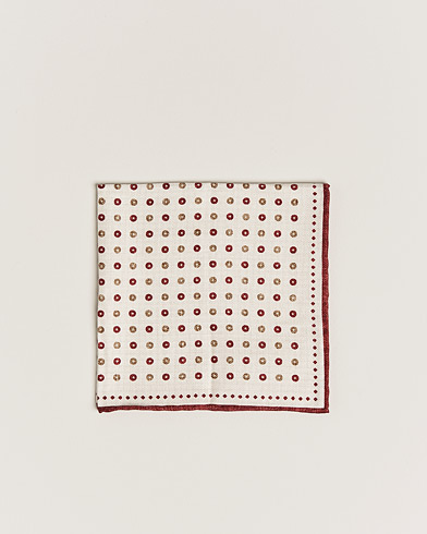Men |  | Brunello Cucinelli | Micro Dot Pocket Square White/Red