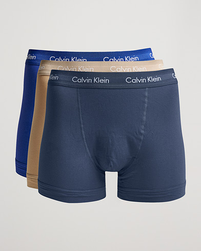Men | Underwear & Socks | Calvin Klein | Cotton Stretch 3-Pack Trunk Navy/Blue/Beige