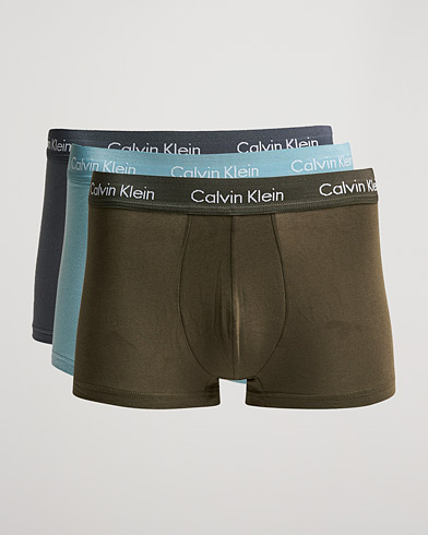 Men | Underwear & Socks | Calvin Klein | Cotton Stretch 3-Pack Low Rise Trunk Grey/Light Grey/Olive