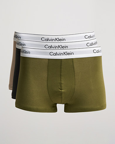 Men | Underwear & Socks | Calvin Klein | Cotton Stretch 3-Pack Trunk Beige/Black/Olive