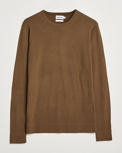 Men |  | Calvin Klein | Superior Wool Crew Neck Sweater Chester Brown