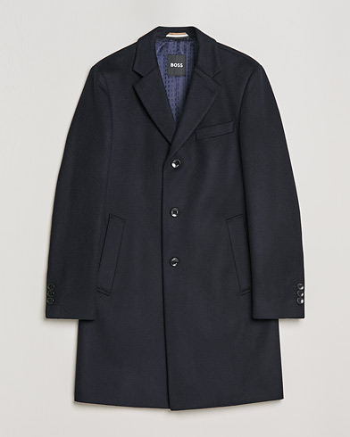 Men | Spring Jackets | BOSS | Hyde Wool/Cashmere Coat Dark Blue
