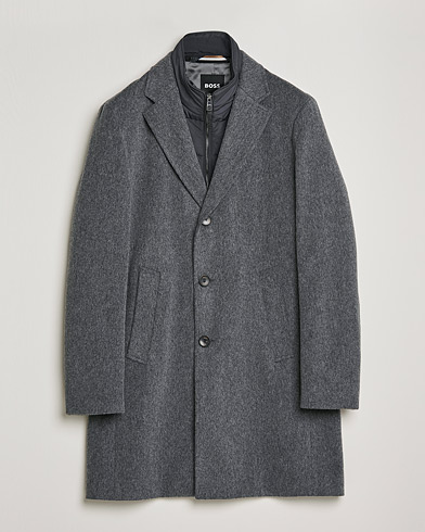 Men | Spring Jackets | BOSS | Hyde Wool/Cashmere Stand Up Collar Coat Silver