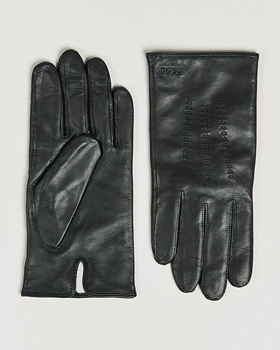 Men | Business & Beyond | BOSS | Hainz Leather Gloves Black