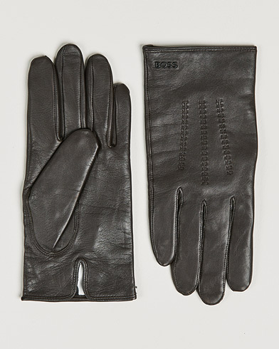 Men | Accessories | BOSS | Hainz Leather Gloves Medium Brown