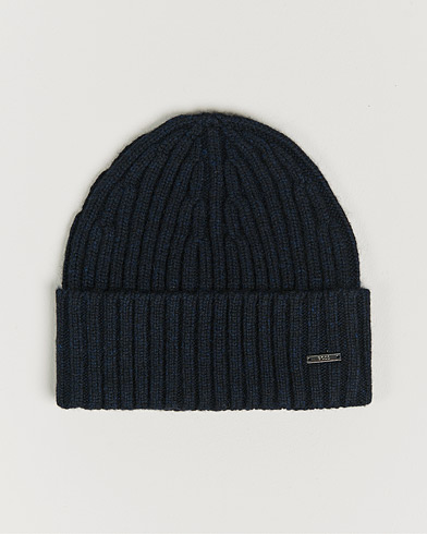 Men | Accessories | BOSS | Lino Cable Knitted Beanie Dark Blue