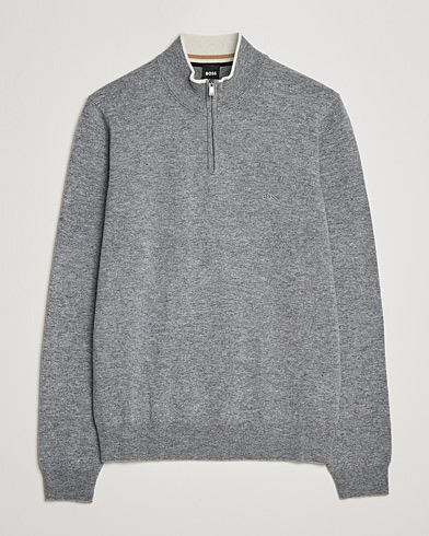 Men | Sweaters & Knitwear | BOSS | Barlo Lambswool Half Zip Silver