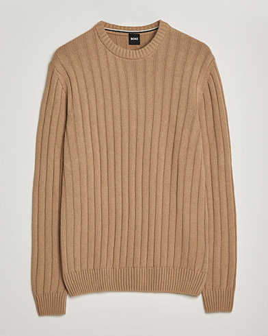 Men | Knitted Jumpers | BOSS | Laaron Strucktured Knitted Sweater Medium Beige