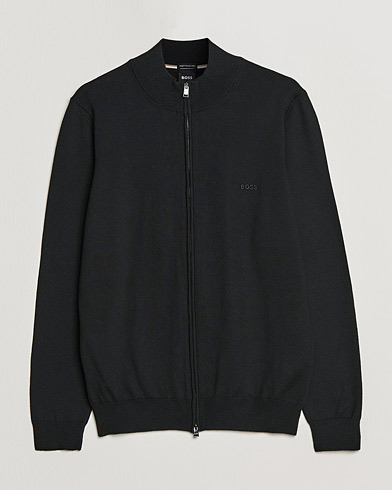 Men | Zip Throughs | BOSS | Balonso Full Zip Sweater Black