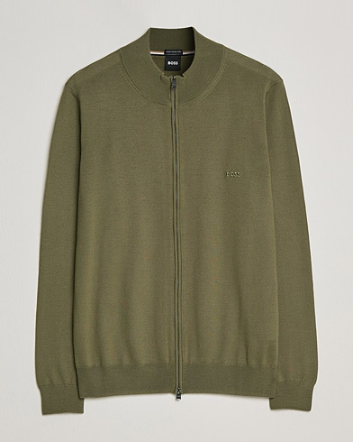 Men | Sweaters & Knitwear | BOSS | Balonso Full Zip Sweater Open Green