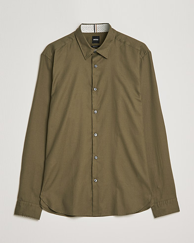 Men | Shirts | BOSS | Liam Flannel Shirt Open Green