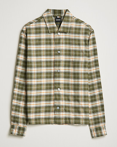 Men | Flannel Shirts | BOSS | Nolan Check Flannel Shirt Open Green