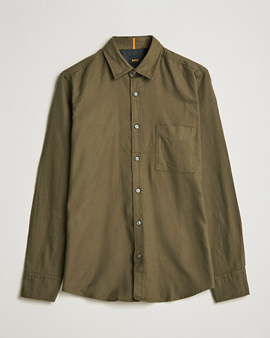 Men |  | BOSS Casual | Relegant Flannel Shirt Dark Green