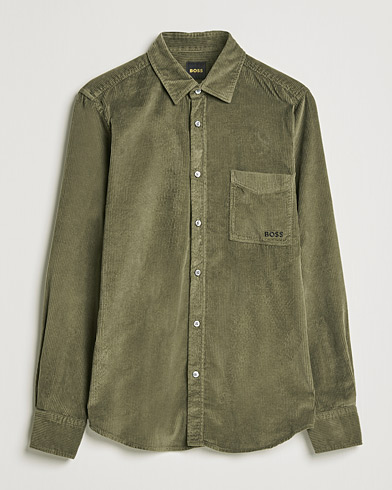 Men |  | BOSS Casual | Relegant Corduroy Shirt Dark Green