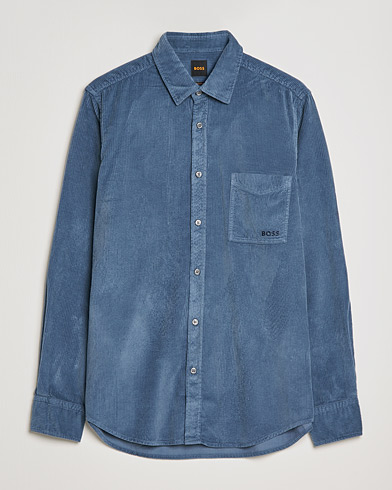 Men | Corduroy Shirts | BOSS Casual | Relegant Corduroy Shirt Bright Blue