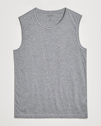 Men | Linen T-shirts | Sunspel | Active Vest Grey Melange