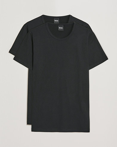 Men | Black t-shirts | BOSS BLACK | 2-Pack Crew Neck Slim Fit T-Shirt Black
