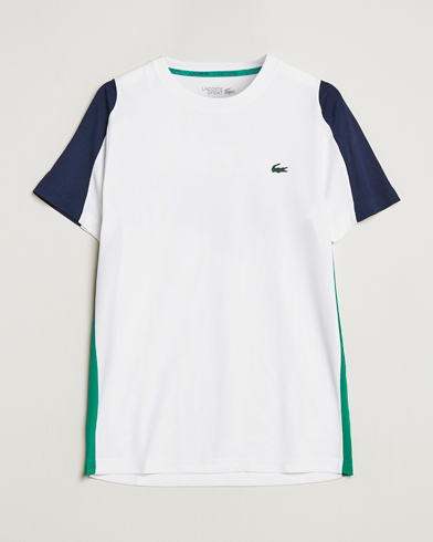 Men | T-Shirts | Lacoste Sport | Performance Crew Neck T-Shirt White/Navy Blue