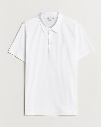 Men | Polo Shirts | Sunspel | Cotton Jersey Polo White