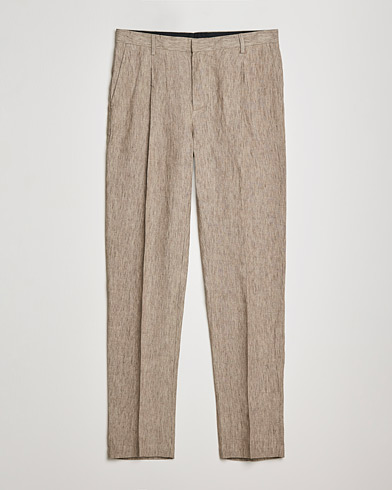 Men |  | Sunspel | Tailored Relaxed Fit Linen Trousers Dark Stone