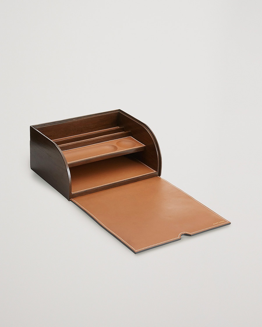 Ralph Lauren Home Brennan Leather Writers Box Saddle Brown – Brown
