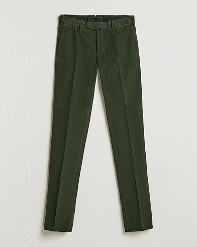 Men |  | Incotex | Slim Fit Soft Corduroy Trousers Forest Green