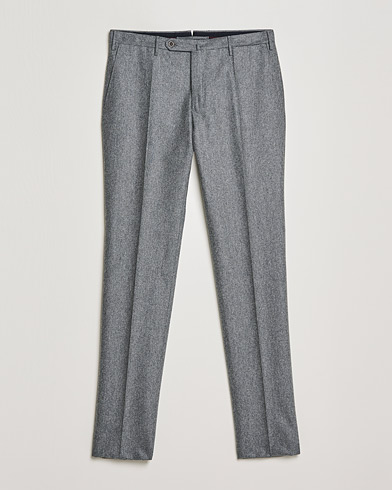 Men | Trousers | Incotex | Slim Fit Carded Flannel Trousers Grey Melange