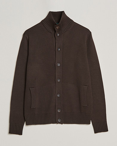 Men | Sweaters & Knitwear | Zanone | Virgin Merino Wool Chioto Cardigan Dark Brown