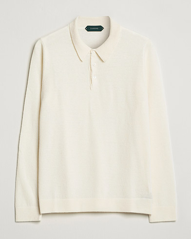 Men | Sweaters & Knitwear | Zanone | Knitted Cashmere Blend Polo Latte