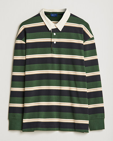 Men | Rugby Shirts | GANT | Archive Striped Heavy Rugger Storm Green