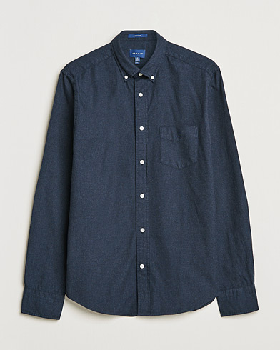 Men | Flannel Shirts | GANT | Regular Fit Flannel Shirt Evening Blue