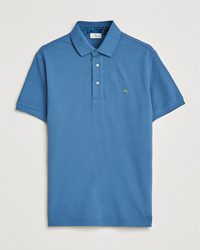 Men |  | Etro | Short Sleeve Contrast Paisley Polo Blue