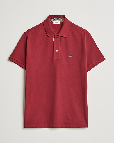 Men | Polo Shirts | Etro | Short Sleeve Contrast Paisley Polo Burgundy