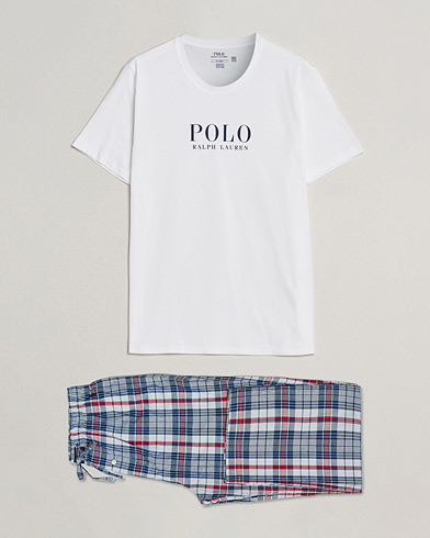 Men | Pyjamas & Robes | Polo Ralph Lauren | Cotton Checked Pyjama Set White/Red
