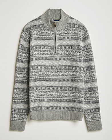 Men | Sweaters & Knitwear | Polo Ralph Lauren | Wool/Cashemer Fairisle Half Zip Grey