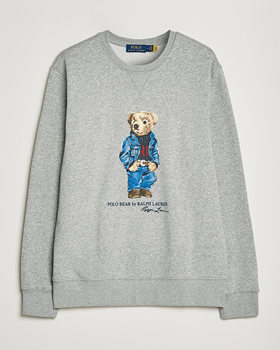 Men | Sweaters & Knitwear | Polo Ralph Lauren | Printed Denim Bear Sweatshirt Andover Heather