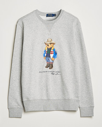 Men | Preppy Authentic | Polo Ralph Lauren | Printed Denim Bear Sweatshirt Andover Heather
