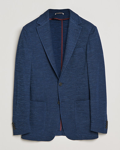 Men | Blazers | Canali | Structured Wool Jersey Jacket Dark Blue