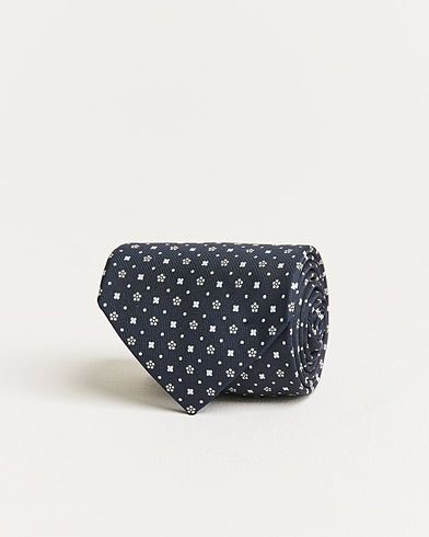 Men |  | E. Marinella | 3-Fold Flower Pattern Silk Tie Navy
