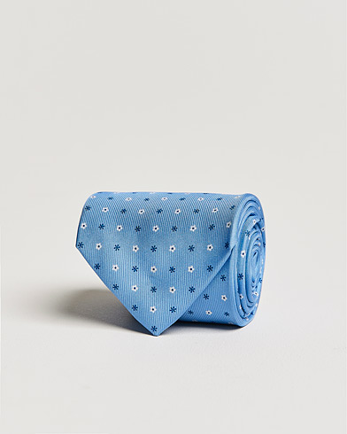 Men | Ties | E. Marinella | 3-Fold Flower Silk Tie Light Blue