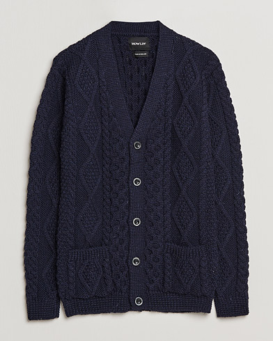 Men | Cardigans | Howlin' | Cable Knitted Wool Cardigan Navy