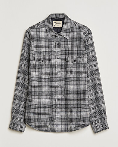Men | Coats & Jackets | Aspesi | Padded Wool Overshirt Grey Check